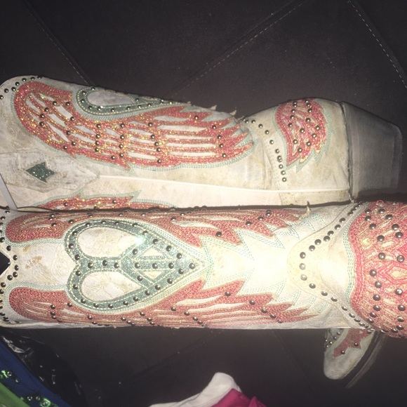 Glitz Corral leather boots ladies size 7 wings super sexy chic boots - Picture 2 of 8